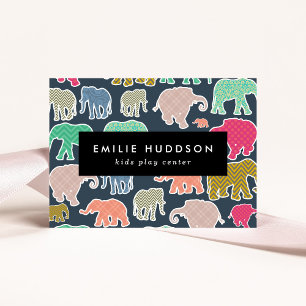 Carte De Visite Eléphants colorés, Centre de jeu, Centre d'activit