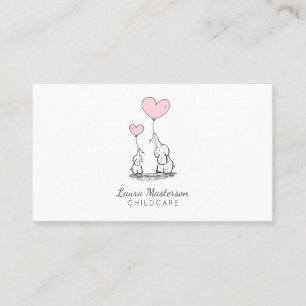 Carte De Visite Elephants et ballons Whimsical Services de garde d