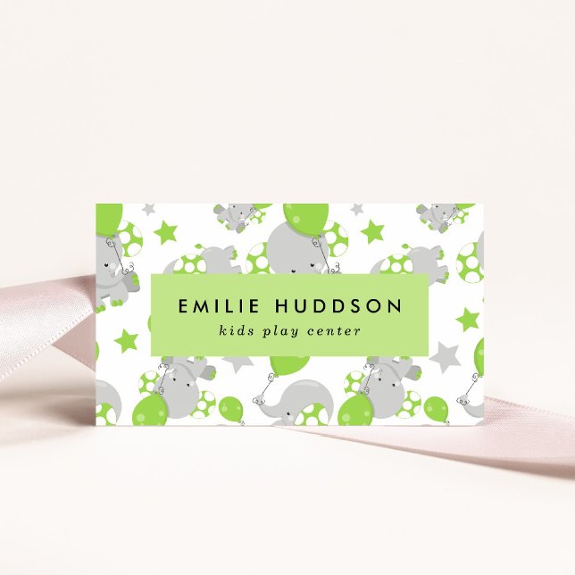 Carte De Visite Eléphants mignons, Centre de jeux pour enfants, Ce (Créateur téléchargé)