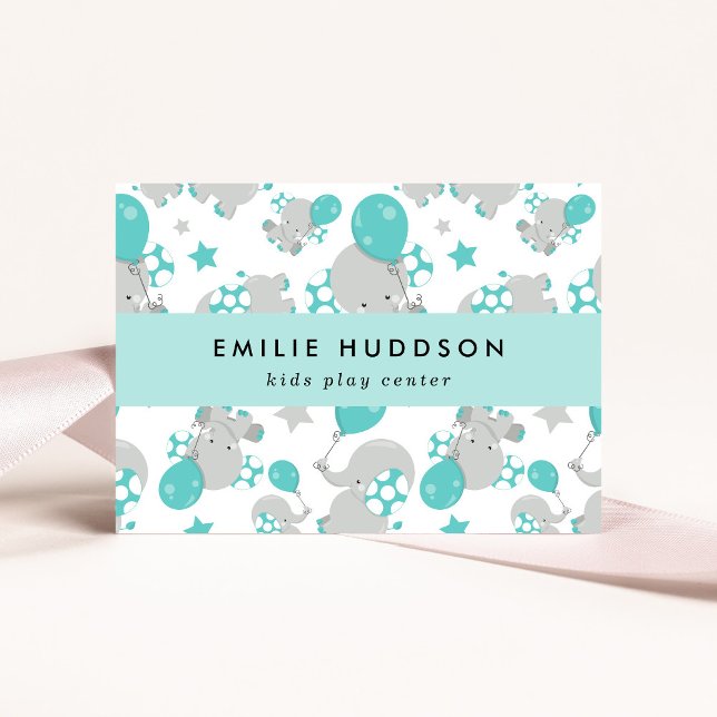 Carte De Visite Eléphants mignons, Centre de jeux pour enfants, Ce (Créateur téléchargé)