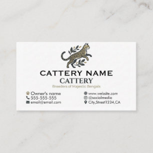 Carte De Visite Élevage Professionnel de Chats Bengal Personnalisa
