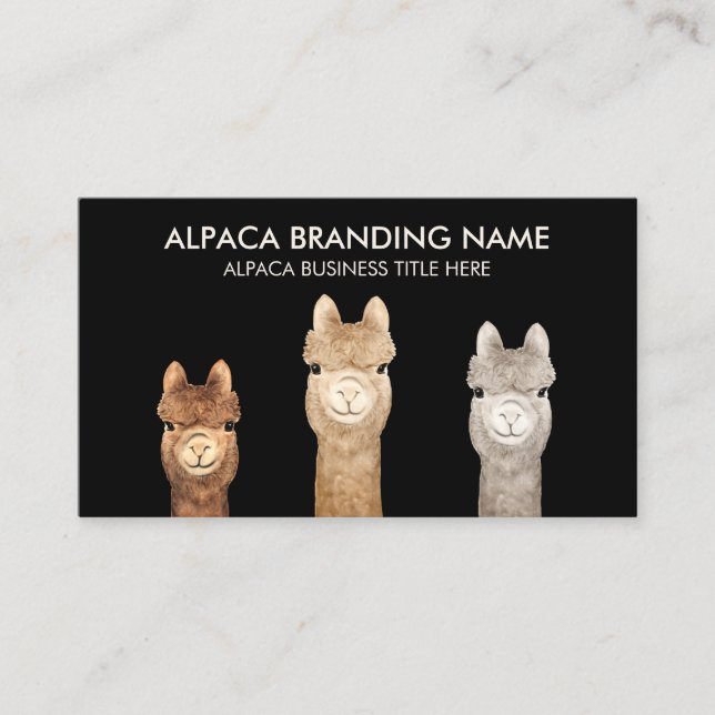 Carte De Visite Éleveur d'alpacas noirs (Devant)