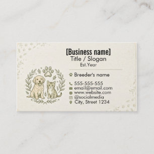Carte De Visite Éleveur de Animaux de Compagnie Professionnel & So