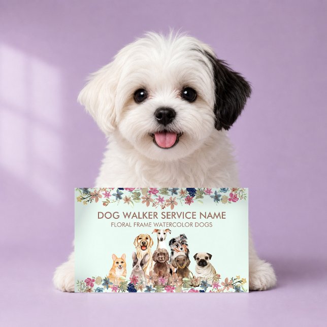Carte De Visite Éleveur de chien responsable aquarelle chiot (Créateur téléchargé)