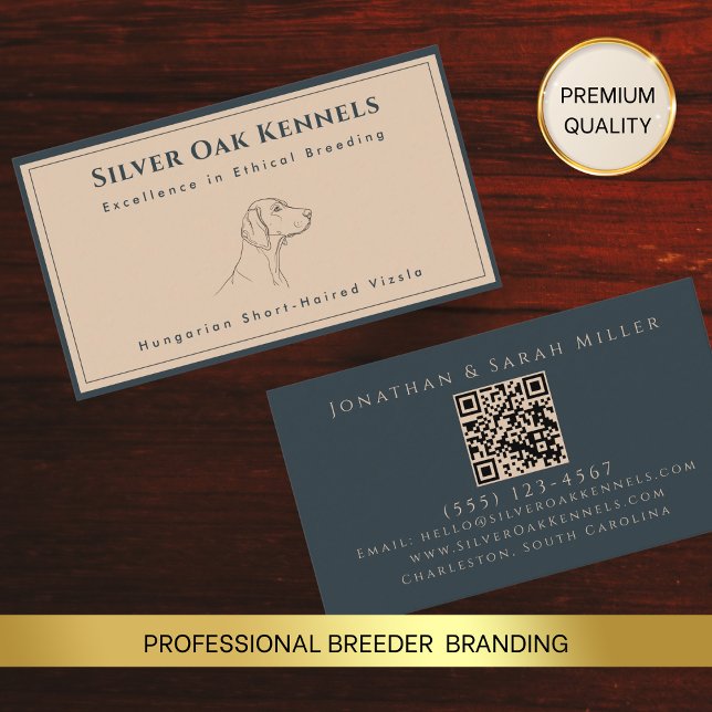 Carte De Visite Éleveur de Chiens Code QR Terracotta & Charcoal Ch (Créateur téléchargé)