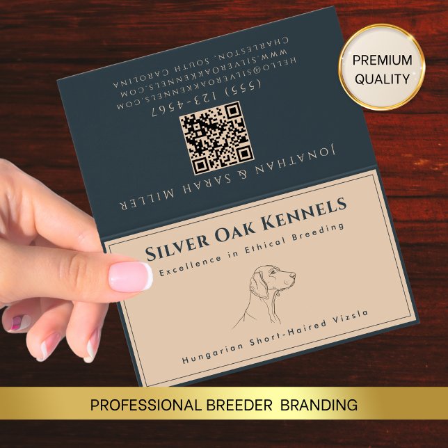 Carte De Visite Éleveur de Chiens Code QR Terracotta & Charcoal Ch (Créateur téléchargé)