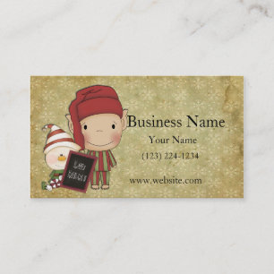 Carte De Visite Elfe et Snowman avec un bon signe de vacances