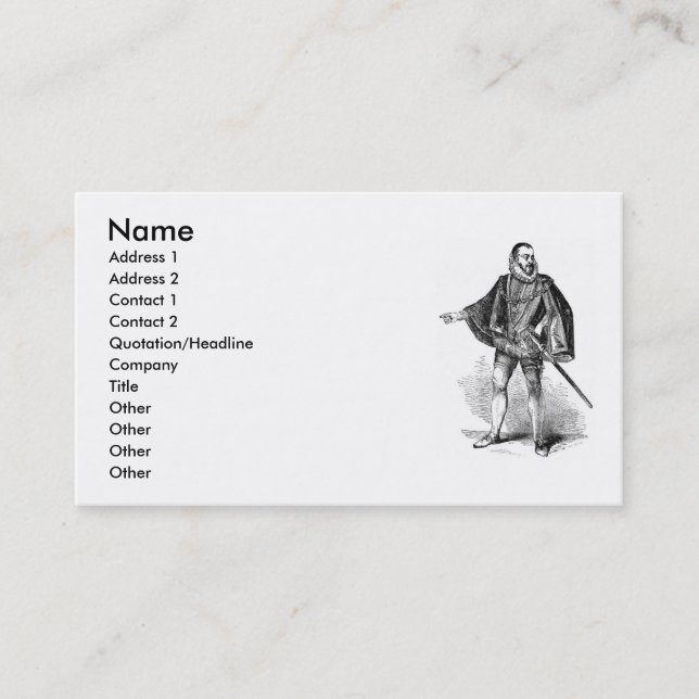 Carte de visite élisabéthain de vêtements (Devant)