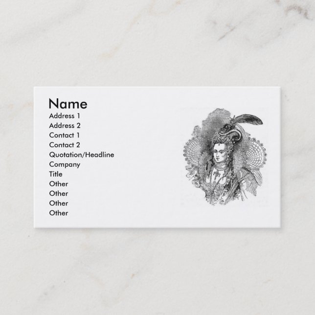 Carte de visite élisabéthain de vêtements (Devant)