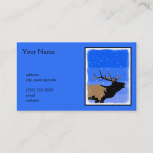 Carte De Visite Elk bouillonnant en hiver - Art original de la fau