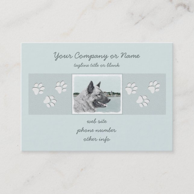 Carte De Visite Elkhound norvégien à la peinture de village - Chie (Devant)