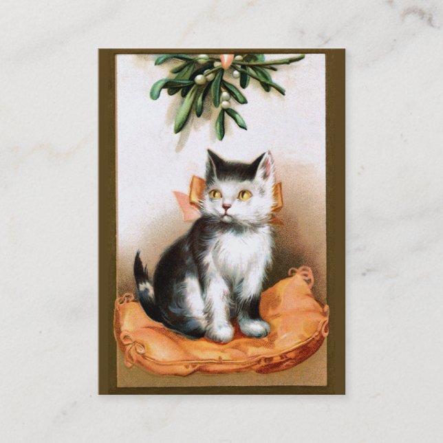 Carte De Visite Ellen H. Clapsaddle : Chat sous le gui (Devant)