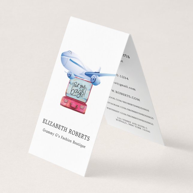 Carte De Visite Emballez votre agent de voyage de sacs (Devant)