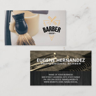 Carte De Visite Emblem Barbershop   Outils en barber