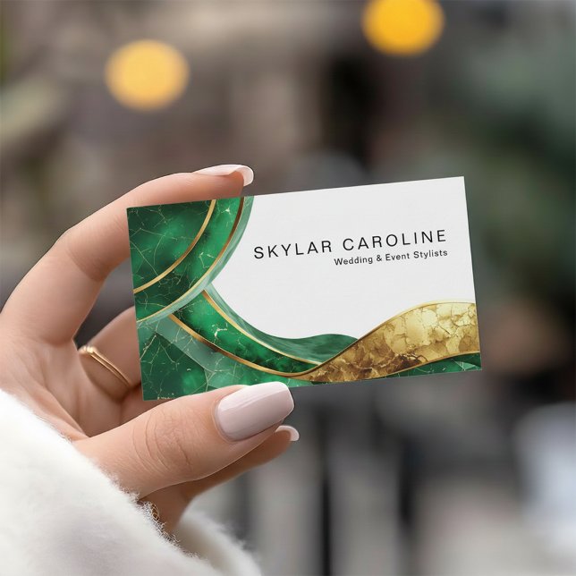 Carte De Visite Emerald Gold Wedding and Event Stylists (Créateur téléchargé)