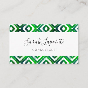 Carte De Visite Emerald Green Chic & Elegant Motif Ikat