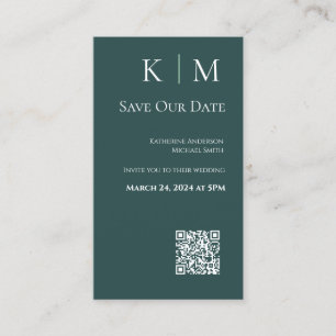 Carte De Visite Emerald Green et white-Modern-Save the Date-
