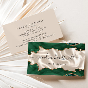 Carte De Visite Emerald Green Gold Agate Ivory Luxe