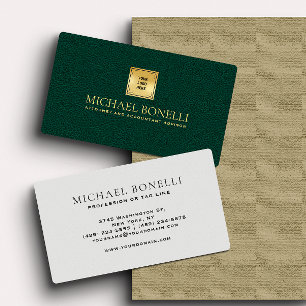 Carte De Visite Emerald green Leather Professional Votre logo