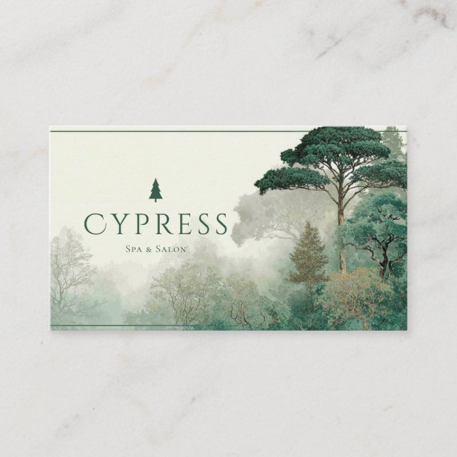 Carte De Visite Emerald Green Misty Forest Serene Landscape (Devant)