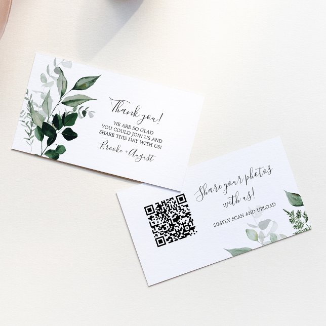 Carte De Visite Emerald Greenery Photos Mariage QR Code Card (Emerald Greenery Photos Wedding QR Code Card)