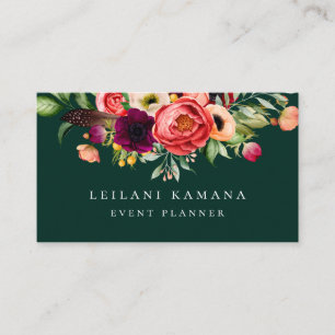 Carte De Visite Émeraude florale élégante