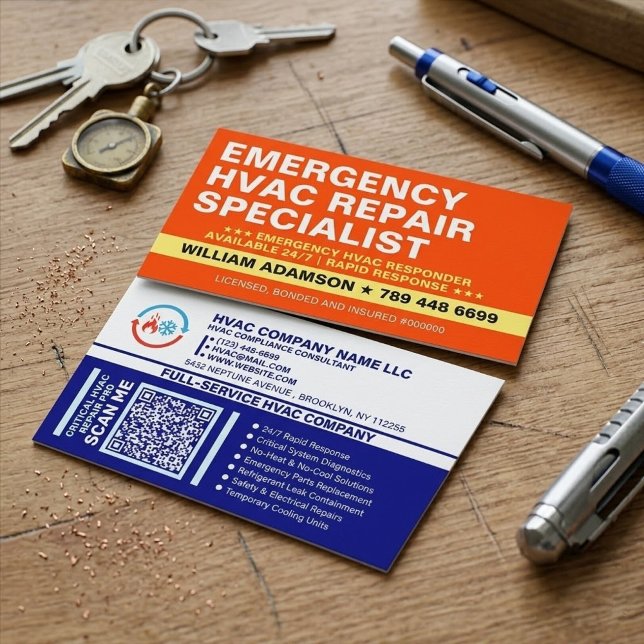 Carte De Visite Emergency HVAC Repair Specialist | 24/7 Services ( rapid ac service for breakdowns & critical failures of heating, ventilation & air conditioning sys)