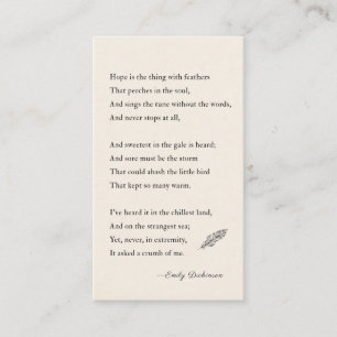 Carte De Visite Emily Dickinson L'espoir poétique est quelque chos