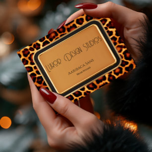 Carte De Visite Empreinte de léopard élégant professionnel primiti