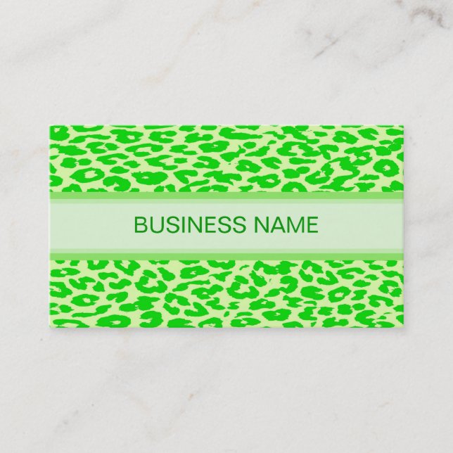 Carte De Visite Empreinte de léopard et vert citron vert (Devant)
