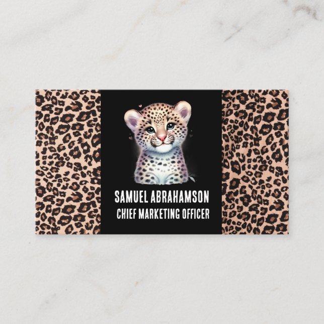 Carte De Visite Empreinte de léopard Kawaii (Devant)
