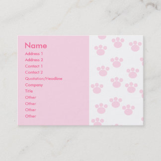 Carte De Visite Empreinte de patte animal. Modèle rose-clair et