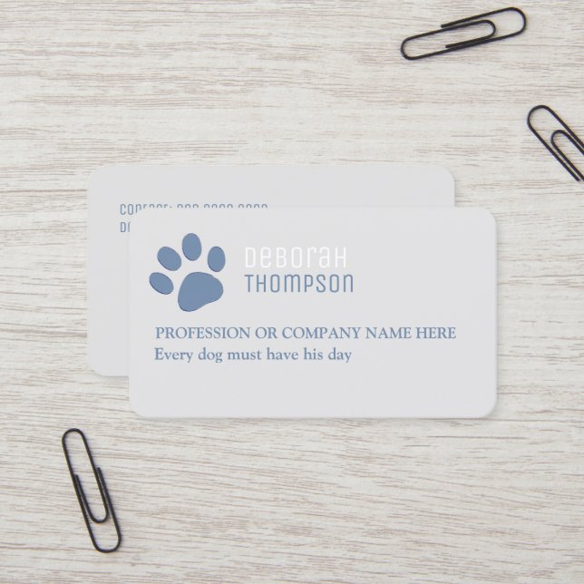 Carte de visite Empreinte de patte pour animaux de (Devant/Arrière en situation)