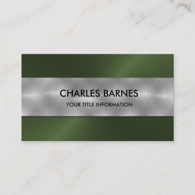 Carte de visite en acier inoxydable vert (Devant)