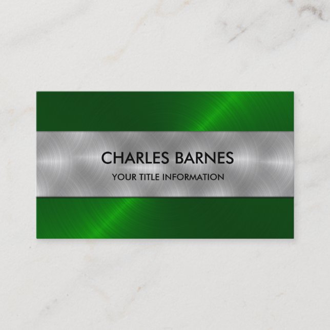 Carte de visite en acier inoxydable vert brillant (Devant)