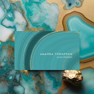 Carte de visite en Agate Turquoise et Or