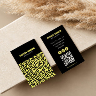 carte de visite en art abstrait noir jaune écritur