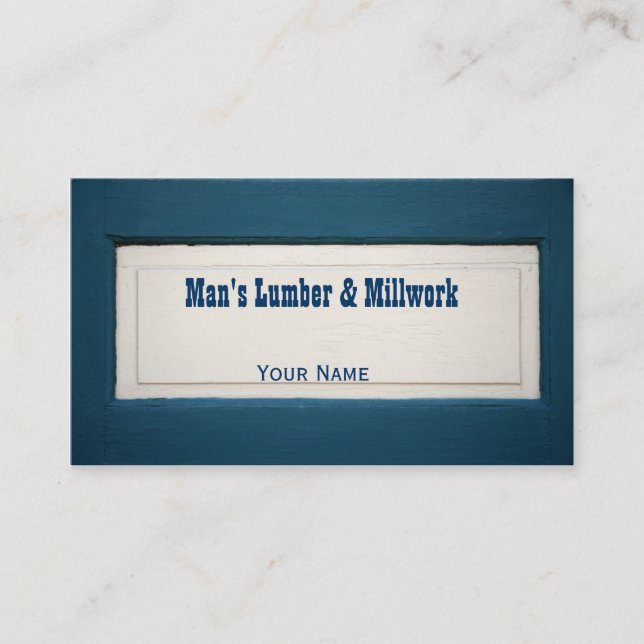Carte de visite en bois bleu et crème de panneau (Devant)
