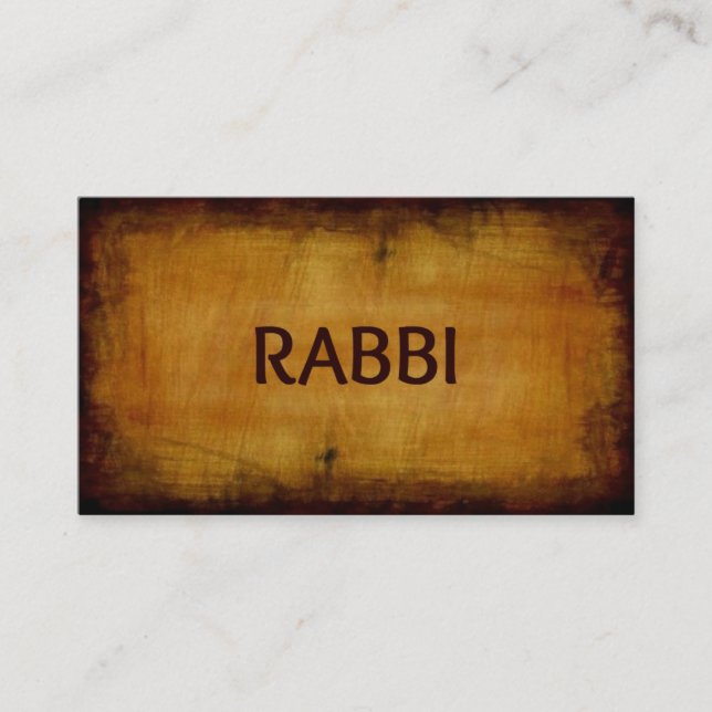 Carte de visite en bois brossé d'antiquité Rabbi (Devant)
