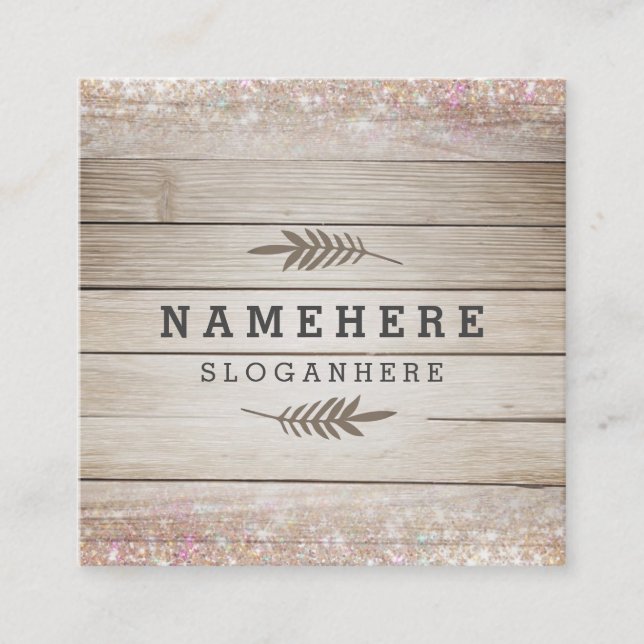 Carte de visite en bois foncé moderne de carré de (Devant)