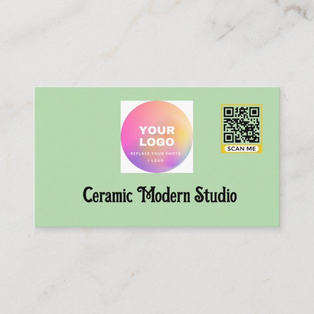 Carte de visite en céramique avec code QR minimali (Devant)