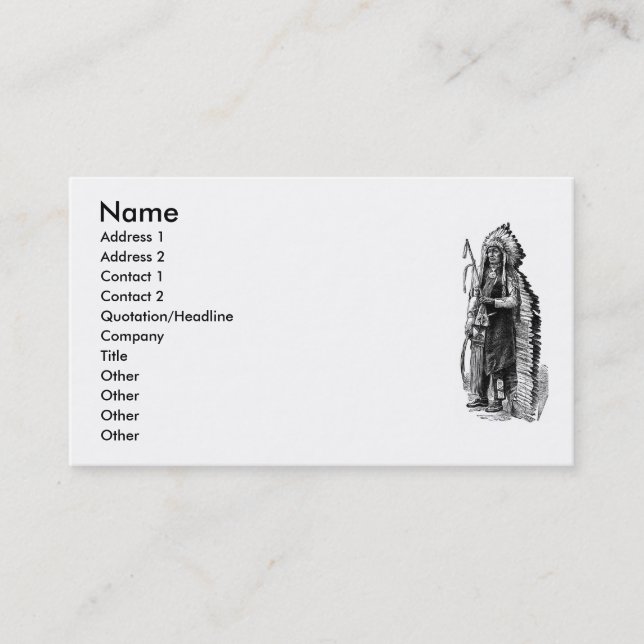 Carte de visite en chef indien (Devant)