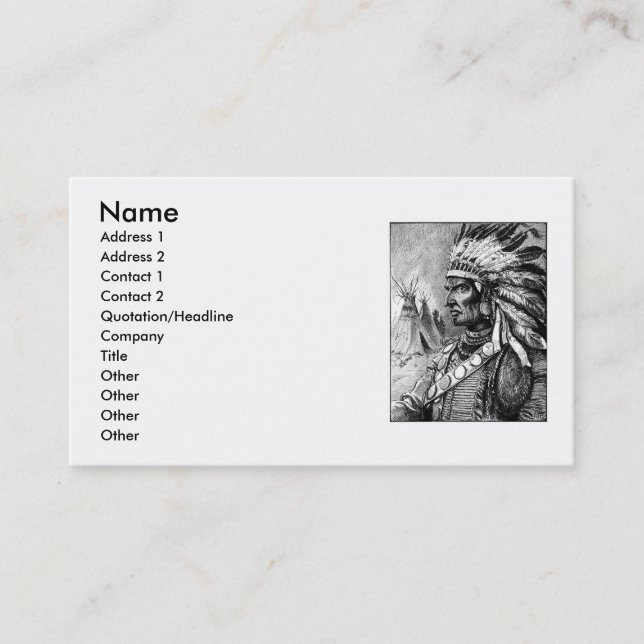 Carte de visite en chef indien américain (Devant)