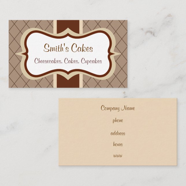 Carte de visite en chocolat personnalisée Argyle (Devant / Derrière)