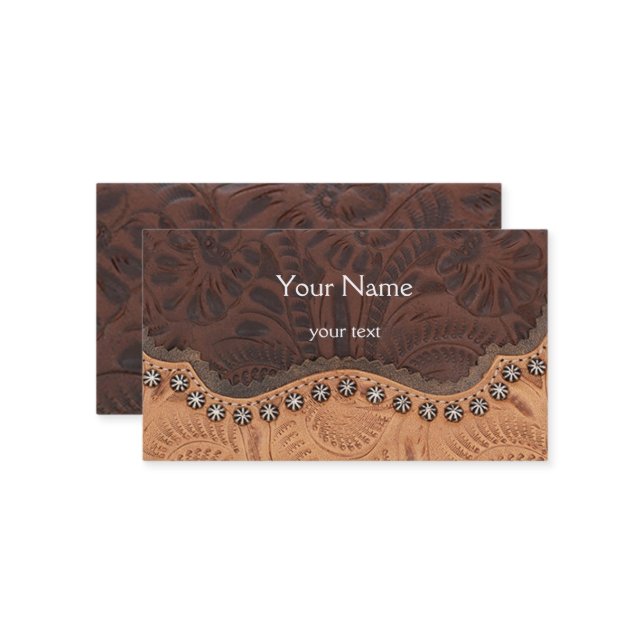 Carte de visite en cuir à outils (Devant/Arrière en situation)