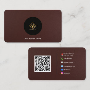 Carte de visite en cuir Brown foncé Premium