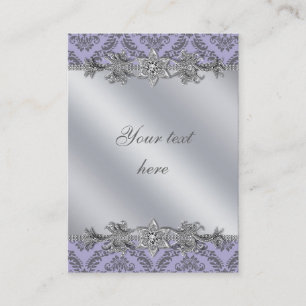 Carte de visite en damassé violet argenté