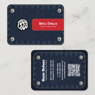Carte de visite en denim rustique Jean bleu fonc