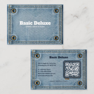 Carte de visite en denim rustique Jean bleu fonc