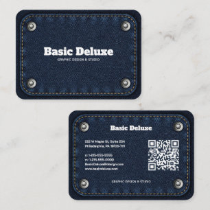 Carte de visite en denim rustique Jean bleu fonc